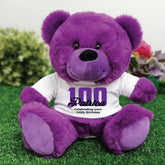 Personalised Purple Bear 23cm 100th Birthday Shirt