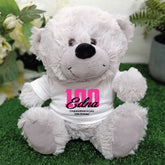 Silver Bear 23cm 100th Birthday Personalised Shirt
