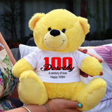 Personalised 23cm Yellow Bear 100th Birthday Shirt