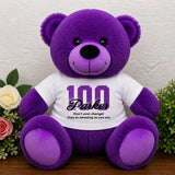Purple Bear 40cm 100th Birthday Personalised Shirt
