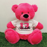 Hot Pink Bear 30cm 13th Birthday Personalised Shirt