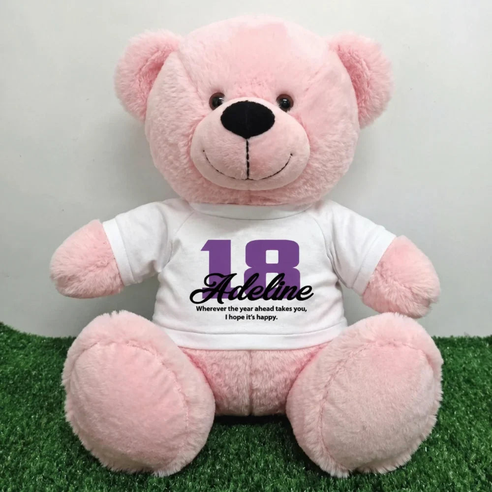 Light Pink Bear 30cm – 18th Birthday Personalised Shirt