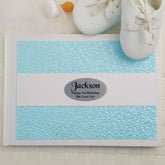 1st Birthday Personalised White & Blue Pebble Guest Book with Custom Plaque