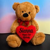 Brown Bear 40cm 21st Birthday Personalised Message on Heart