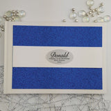 White Book with Blue Glitter 21st Birthday Guest Book β Personalised A5 Keepsake