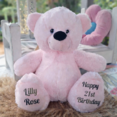 Light Pink Bear 30cm 21st Birthday Personalised Message on Feet