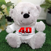 Personalised Silver Bear 23cm 40th Birthday Message on Shirt