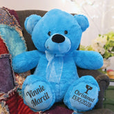 40cm Bright Blue Bear Christening Gift with Message on Feet