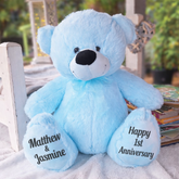 Light Blue Bear 40cm Anniversary Gift with Message on Feet