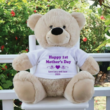 40cm Beige Zipper Bear with Shirt & Recorder Heart – Mothers Day
