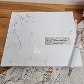 Personalised White Butterfly Guest Book 40th Birthday 22x19.5cm
