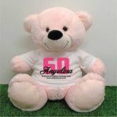 Light Pink Bear 40cm 60th Birthday Message on Shirt