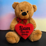 Brown Bear 40cm 60th Birthday Personalised Message on Heart