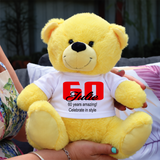 60th Birthday Yellow Bear 23cm with Message on Shirt