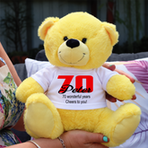 Personalised Yellow Bear 23cm 70th Birthday