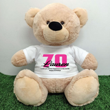 30cm Beige Bear 70th Birthday Personalised Shirt