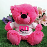 Hot Pink Bear 23cm 80th Birthday Personalised Shirt