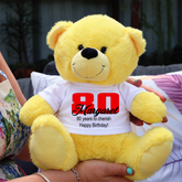 Yellow Bear 23cm – 80th Birthday Personalised Shirt
