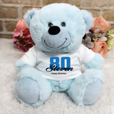 Light Blue Bear 23cm – 80th Birthday Personalised Shirt