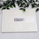 80th Birthday Personalised Cream Pebble Guest Book with Custom Plaque