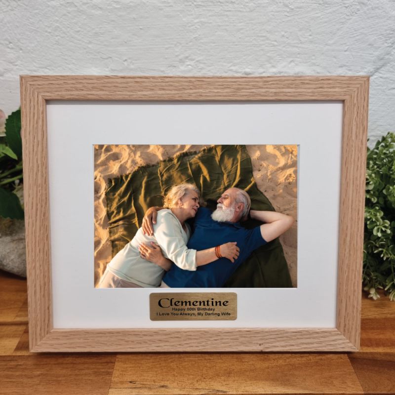 Personalised Natural Timber Photo Frame for 80th Birthday