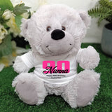 Silver Bear 23cm 90th Birthday Personalised Shirt