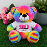 23cm Rainbow Bear 90th Birthday with Message on Shirt