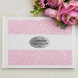 90th Birthday Personalised White Pink Pebble Guest Book with Custom Plaque