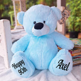 Light Blue Bear 40cm β 90th Birthday Personalised Message on Feet