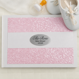 Personalised White Pink Pebble Baby Shower Guest Book with Custom Plaque