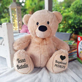 Beige Bear 30cm Baptism Gift with Message on Feet