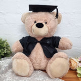 30cm Beige Bear Graduation Gift with Cap and Gown Personalised on Feet