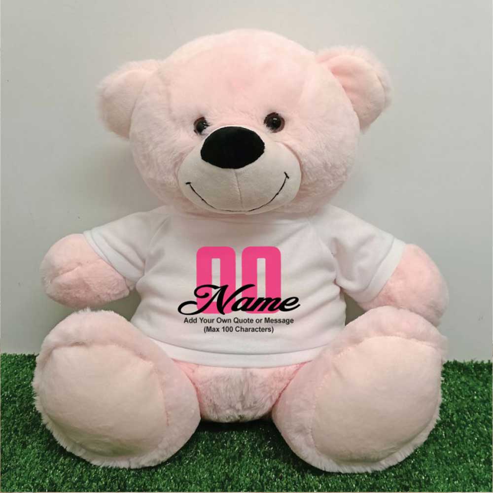 Light Pink Bear 30cm Birthday Message on Shirt