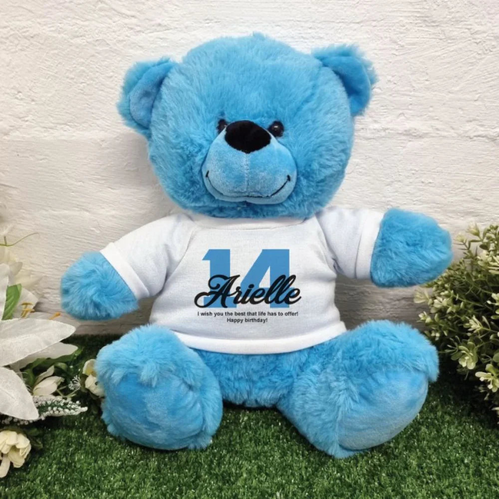 Bright Blue Bear 40cm Birthday Shirt