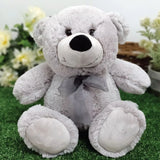 Personalised 30cm Silver Bear New Born Gift with Message on Feet