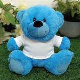 23cm Bright Blue Bear for Baptism with Personalised Shirt