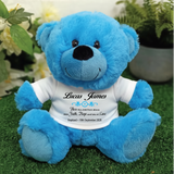 23cm Bright Blue Bear for Baptism with Personalised Shirt