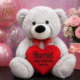 Silver Bear 40cm 18th Birthday with Message on Heart