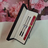 Personalised Red Ballpoint Pen Set 30th Birthday Message Plaque