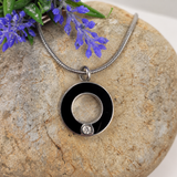 Personalised Circle Diamante Memorial Cremation Ashes Necklace