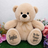 Flower Girl Bear 30cm Beige with Personalised Message on Feet