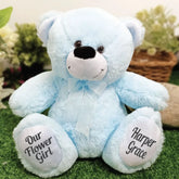 Light Blue Bear 40cm Flower Girl Personalised Message on Feet