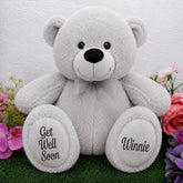 30cm Silver Bear Get Well Soon Personalised Message on Feet
