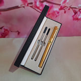 Personalised Gold Ballpoint Pen Set for Pop with Message On Plaque