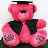 40cm Hot Pink Bear Graduation Gift with Personalised Feet Message