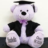 40cm Lavender Bear Graduation Bear with Personalised Message on Feet