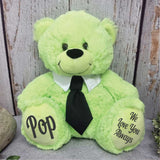 30cm Lime Bear with Black Tie Pop Personalised Message on Feet