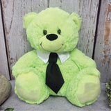 30cm Lime Bear with Black Tie Pop Personalised Message on Feet