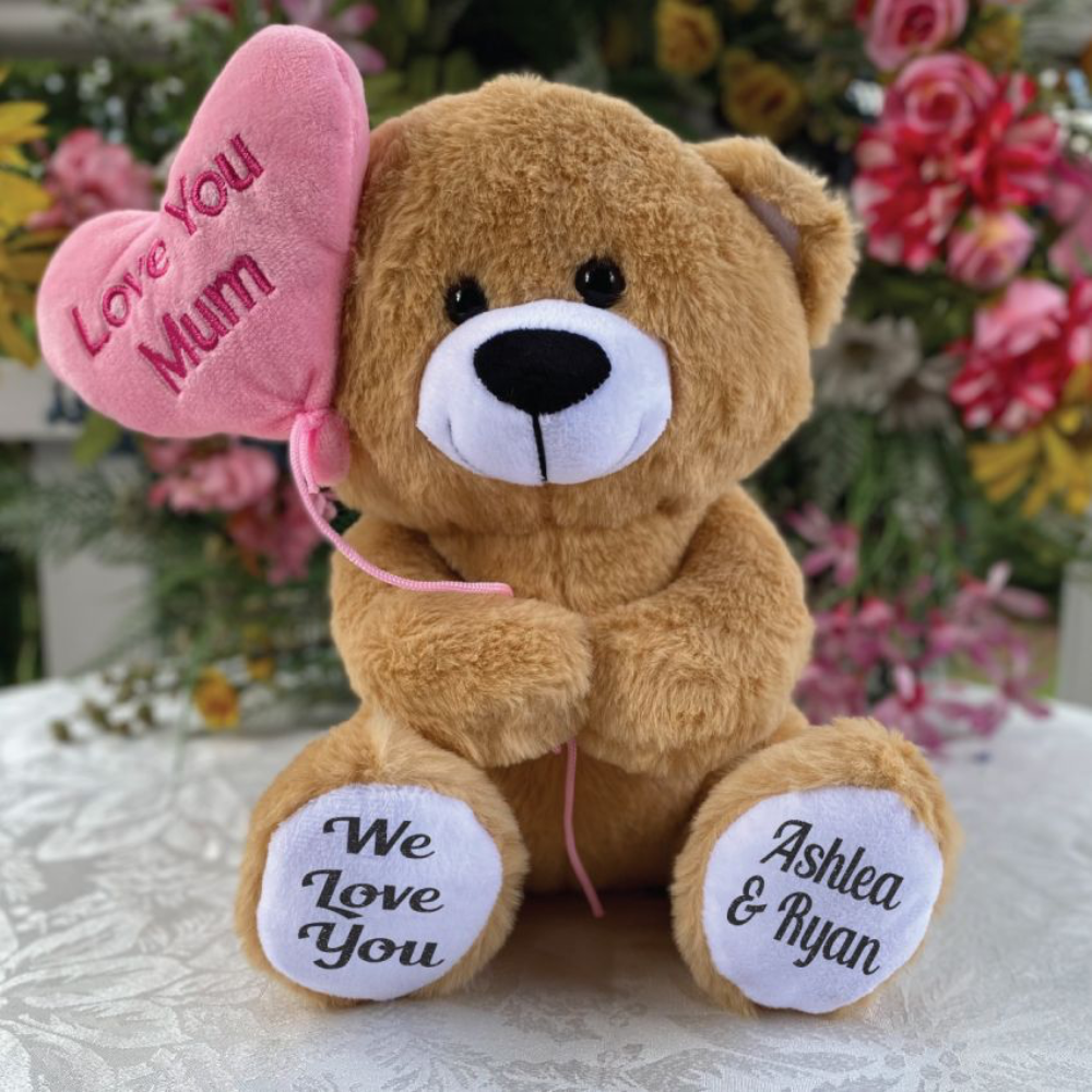 Love Mum Balloon Bear 25cm Birthday Personalised Message on Feet