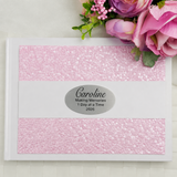 Personalised White Pink Pebble Guest Book with Custom Plaque